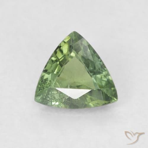 0.67ct Pale Earth Green Sapphire, Trillion, 4.5x4.4 mm