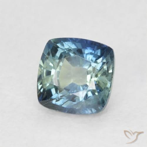 0.80ct Natural Teal Sapphire, Cushion Cut, 4.8x4.8 mm