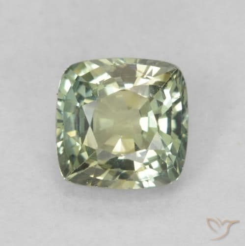 0.81ct Light Sage Green Sapphire, Cushion Cut, 5.1x5 mm