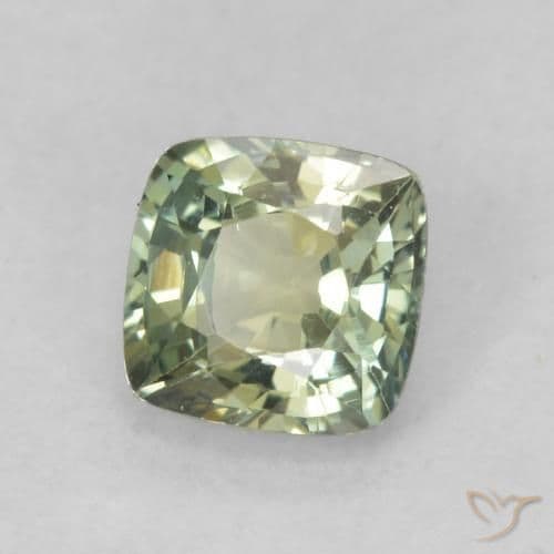 0.81ct Light Sage Green Sapphire, Cushion Cut, 5.1x5 mm