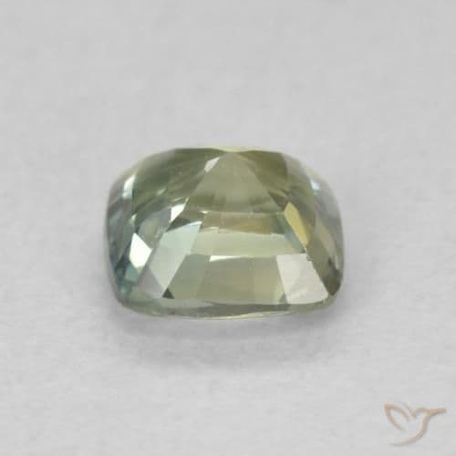 0.81ct Light Sage Green Sapphire, Cushion Cut, 5.1x5 mm