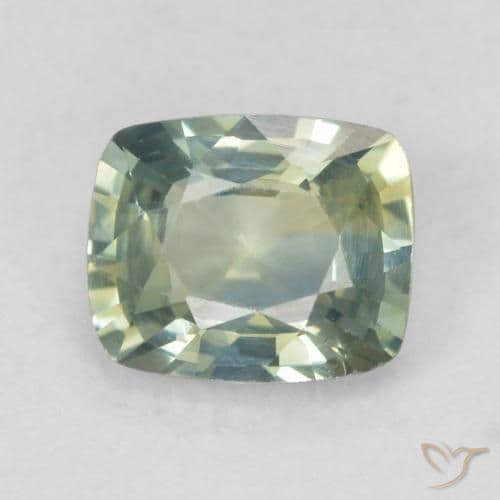 1.31ct Natural Sage Green Sapphire, Cushion Cut, 6x5.1 mm