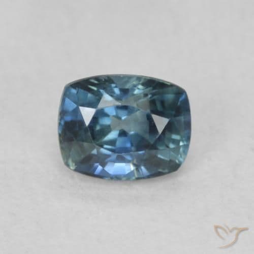 0.57ct Natural Teal Sapphire, Cushion Cut, 4.9x3.9 mm