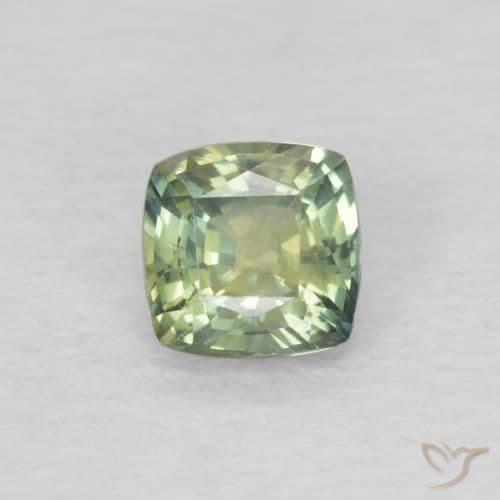 1.53ct Light Sage Green Sapphire, Cushion Cut, 4x4 mm