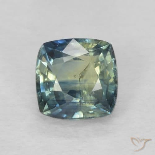 0.80ct Natural Teal Sapphire, Cushion Cut, 5x5 mm