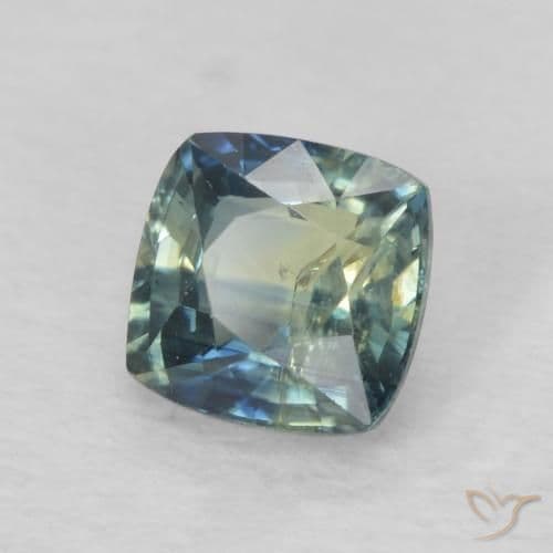 0.77ct Medium Blue Green Sapphire, Cushion Cut, 5x4.9 mm