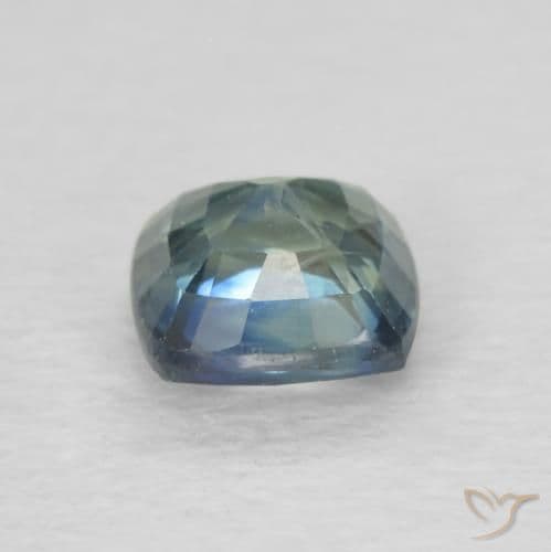 0.77ct Medium Blue Green Sapphire, Cushion Cut, 5x4.9 mm