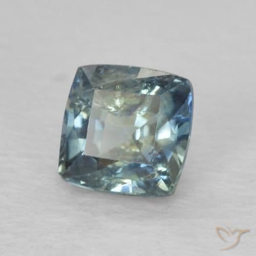 0.76ct Natural Blue-Green Sapphire, Cushion Cut, 4.8x4.8 mm