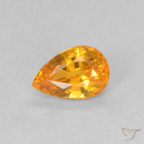 0.59ct Natural Orange Sapphire, Pear Shape, 6x4 mm