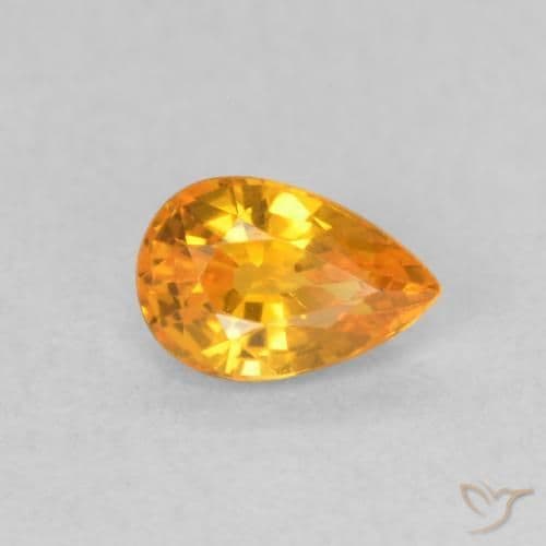 0.59ct Natural Orange Sapphire, Pear Shape, 6x4 mm