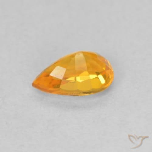 0.59ct Natural Orange Sapphire, Pear Shape, 6x4 mm