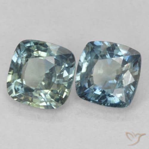 1.58ct Natural Green Blue Sapphire, Cushion Cut, 5.2x5.2 mm