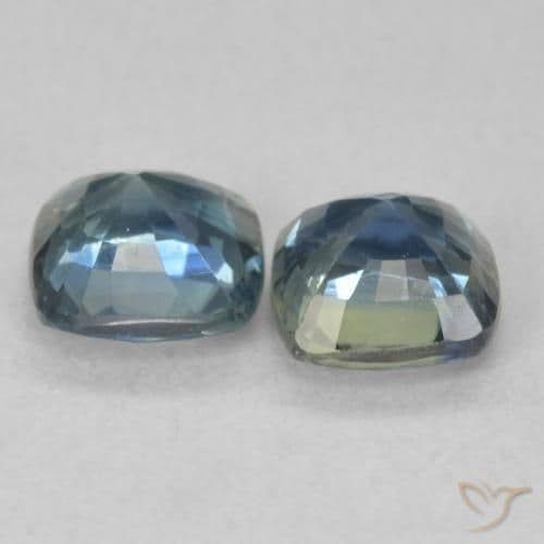 1.58ct Natural Green Blue Sapphire, Cushion Cut, 5.2x5.2 mm