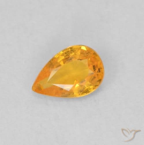 0.45ct Natural Medium Orange Sapphire, Pear Shape, 5.9x4 mm