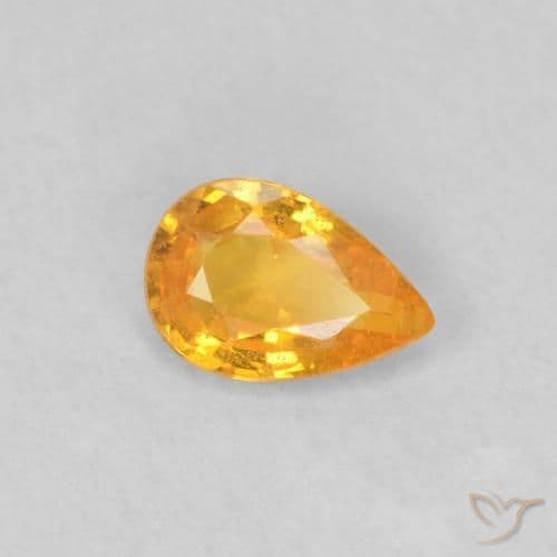 0.45ct Natural Medium Orange Sapphire, Pear Shape, 5.9x4 mm