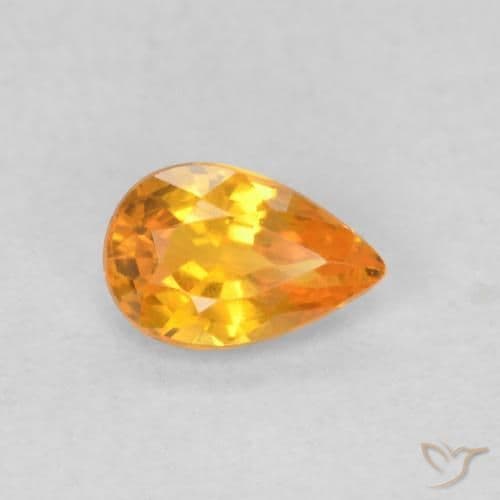0.56ct Bright Orange Sapphire, Pear Shape, 6.2x4.1 mm