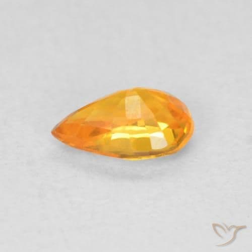0.56ct Bright Orange Sapphire, Pear Shape, 6.2x4.1 mm