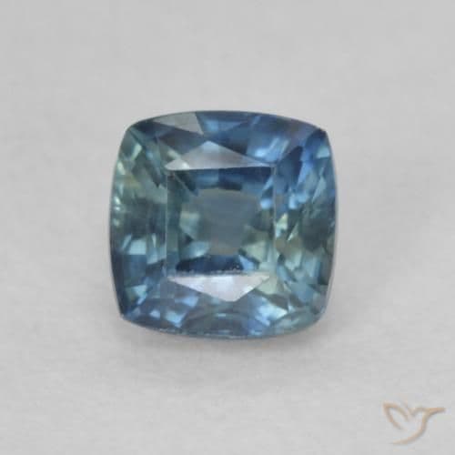 0.54ct Natural Teal Sapphire, Cushion Cut, 4.2x4.1 mm