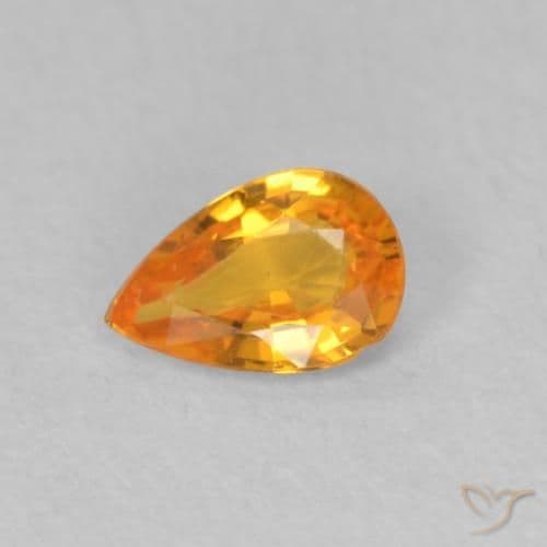 0.43ct Natural Bright Orange Sapphire, Pear Shape, 6.1x4 mm