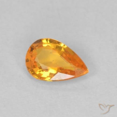 0.43ct Natural Bright Orange Sapphire, Pear Shape, 6.1x4 mm