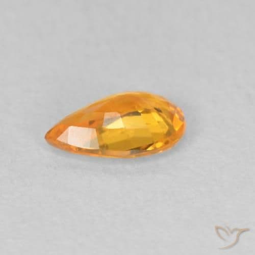 0.43ct Natural Bright Orange Sapphire, Pear Shape, 6.1x4 mm