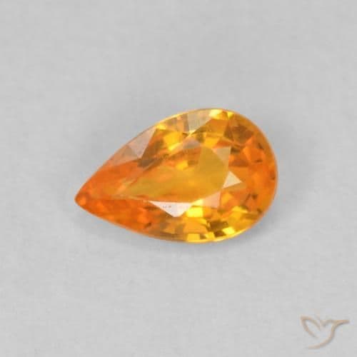 0.49ct Natural Bright Orange Sapphire, Pear Shape, 6.2x4 mm