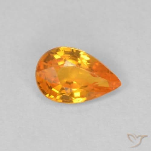 0.49ct Natural Bright Orange Sapphire, Pear Shape, 6.2x4 mm