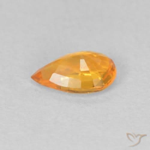 0.49ct Natural Bright Orange Sapphire, Pear Shape, 6.2x4 mm
