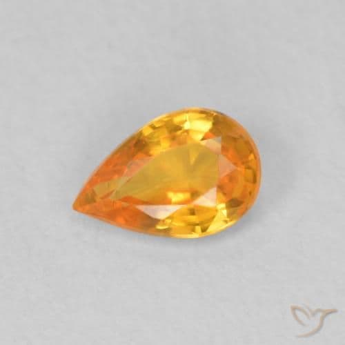 0.47ct Natural Bright Orange Sapphire, Pear Shape, 6x4 mm
