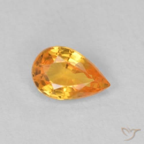 0.47ct Natural Bright Orange Sapphire, Pear Shape, 6x4 mm