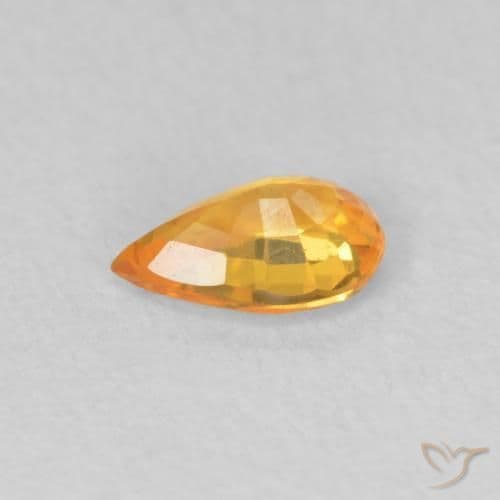 0.47ct Natural Bright Orange Sapphire, Pear Shape, 6x4 mm