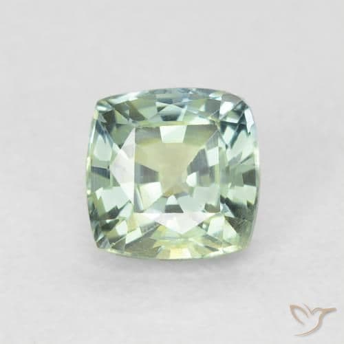0.75ct Light Moss Green Sapphire, Cushion Cut, 4.7x4.7 mm