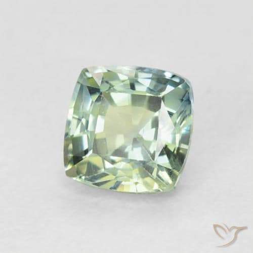 0.75ct Light Moss Green Sapphire, Cushion Cut, 4.7x4.7 mm