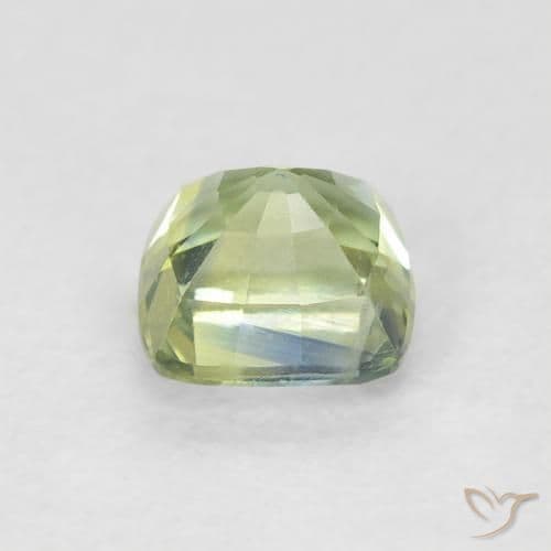 0.75ct Light Moss Green Sapphire, Cushion Cut, 4.7x4.7 mm