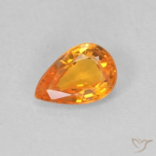 0.50ct Natural Bright Orange Sapphire, Pear Shape, 6x4.1 mm