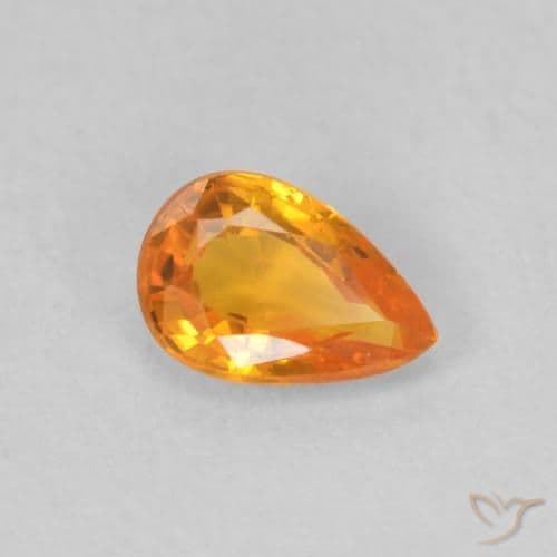 0.50ct Natural Bright Orange Sapphire, Pear Shape, 6x4.1 mm