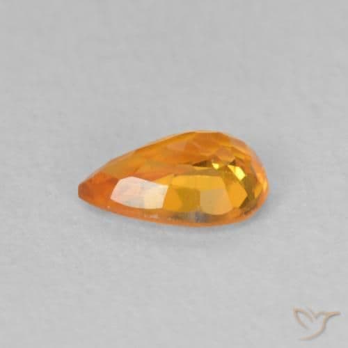 0.50ct Natural Bright Orange Sapphire, Pear Shape, 6x4.1 mm