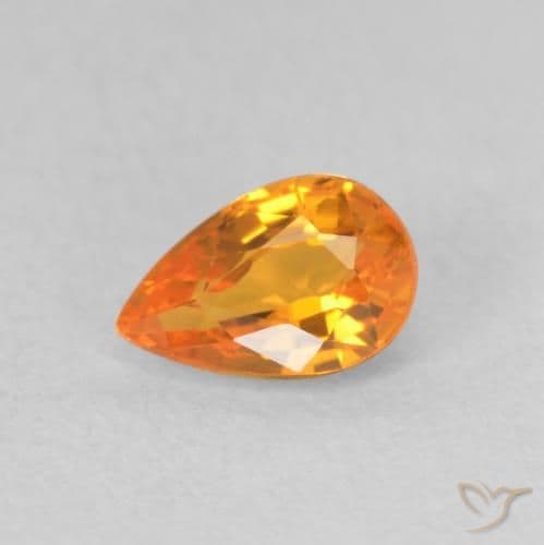 0.58ct Natural Bright Orange Sapphire, Pear Shape, 6.1x4 mm