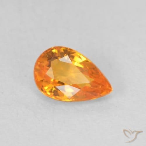 0.58ct Natural Bright Orange Sapphire, Pear Shape, 6.1x4 mm