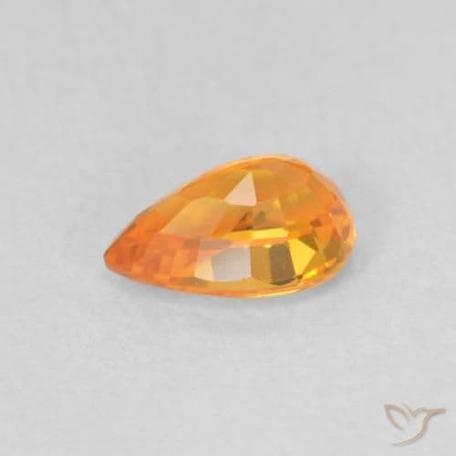0.58ct Natural Bright Orange Sapphire, Pear Shape, 6.1x4 mm