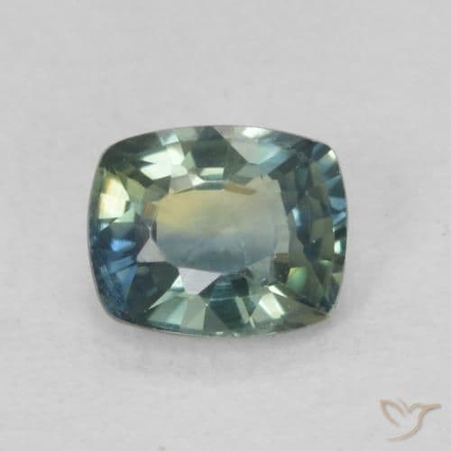 0.74ct Natural Teal Sapphire, Cushion Cut, 5.4x4.4 mm