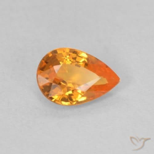 0.52ct Natural Bright Orange Sapphire, Pear Shape, 6x4.1 mm