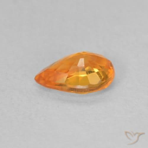 0.52ct Natural Bright Orange Sapphire, Pear Shape, 6x4.1 mm