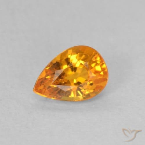 0.58ct Bright Orange Sapphire, Pear Shape, 5.9x4.1 mm