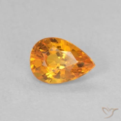 0.58ct Bright Orange Sapphire, Pear Shape, 5.9x4.1 mm