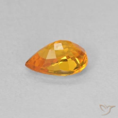 0.58ct Bright Orange Sapphire, Pear Shape, 5.9x4.1 mm