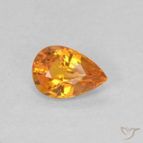 0.48ct Natural Medium Orange Sapphire, Pear Shape, 5.8x4 mm