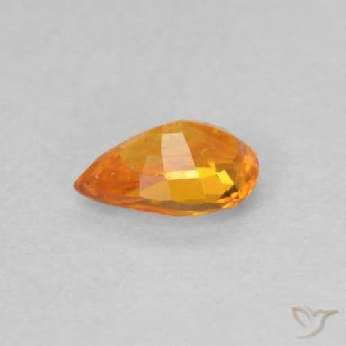 0.48ct Natural Medium Orange Sapphire, Pear Shape, 5.8x4 mm