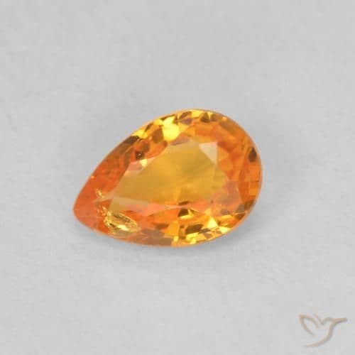 0.51ct Natural Apricot Orange Sapphire, Pear Shape, 6x4.1 mm