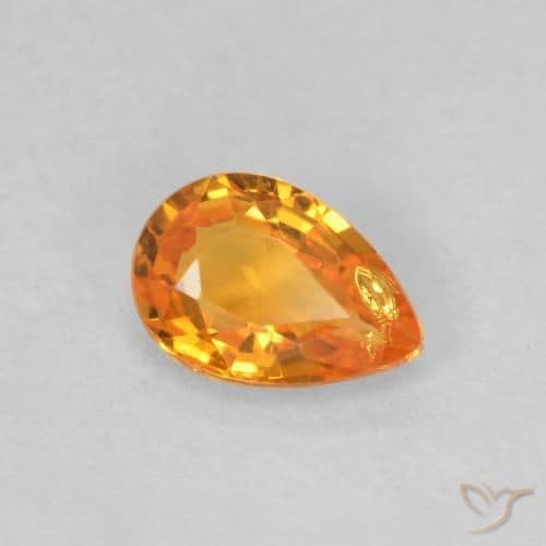 0.51ct Natural Apricot Orange Sapphire, Pear Shape, 6x4.1 mm